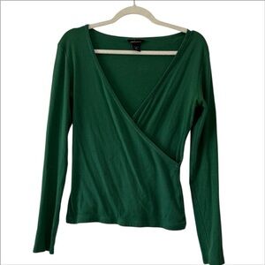 Moda International Deep Green Long Sleeve V NeckTop